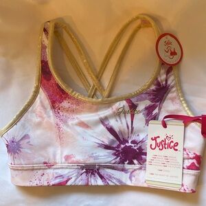 Justice Girls Reversible Sports Bra, Sizes S 7/8. Brand New.